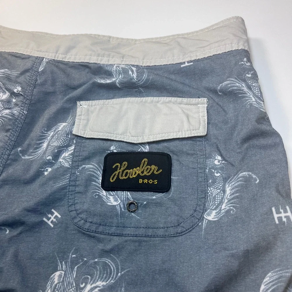 Howler Brothers Board Shorts Mens‎ 38 Grey Phoenix Monogram Swim Trunks Surf